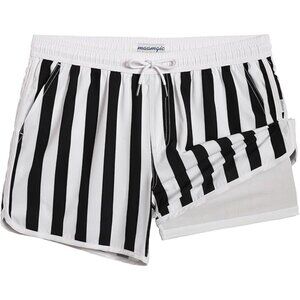 Black and White Striped Shorts